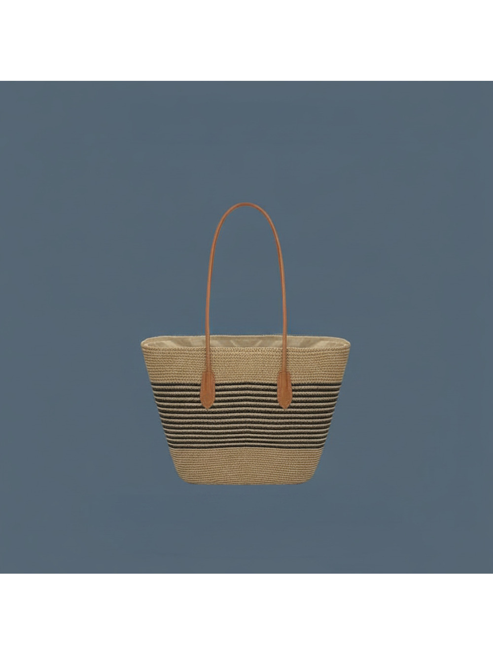Beach Striped Straw Hat & Straw Tote Combo Set - Picture 3 of 3